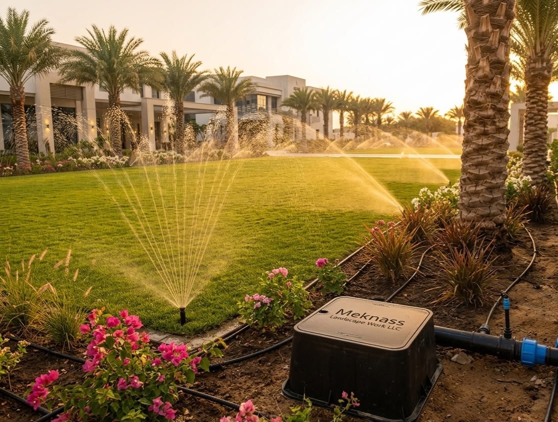 Drip irrigation installation in a Dubai garden