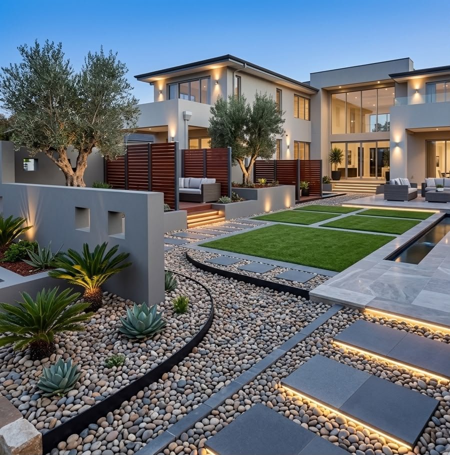 Outdoor patio and planting for a Dubai villa