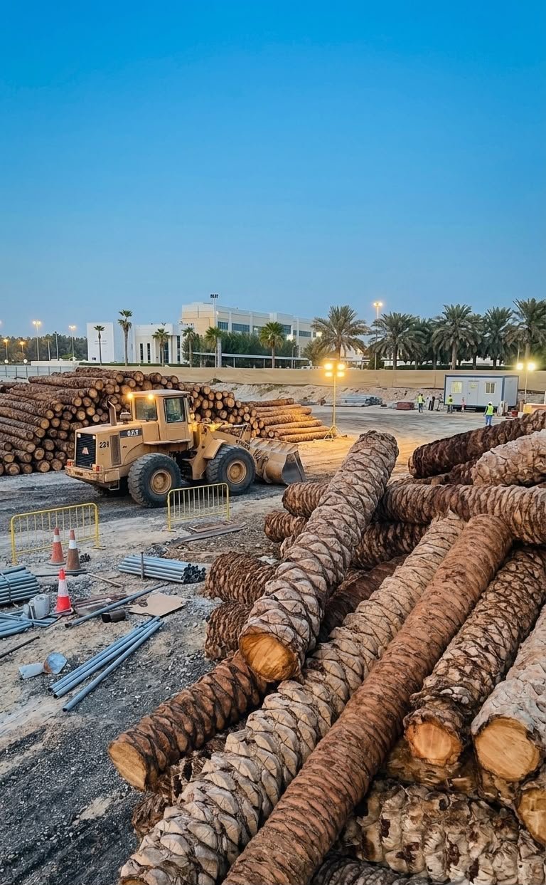 Palm and tree wood supply in Dubai